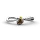 1 - Lucie Bold Oval Cut Smoky Quartz and Round Yellow Sapphire 2 Stone Promise Ring 