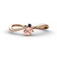 1 - Lucie Bold Oval Cut Morganite and Round Blue Sapphire 2 Stone Promise Ring 