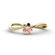 1 - Lucie Bold Oval Cut Morganite and Round Blue Sapphire 2 Stone Promise Ring 