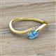 2 - Lucie Bold Oval Cut Blue Topaz and Round White Sapphire 2 Stone Promise Ring 