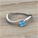 2 - Lucie Bold Oval Cut Blue Topaz and Round White Sapphire 2 Stone Promise Ring 