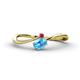1 - Lucie Bold Oval Cut Blue Topaz and Round Ruby 2 Stone Promise Ring 