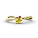 1 - Lucie Bold Oval Cut Yellow Sapphire and Round Ruby 2 Stone Promise Ring 