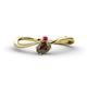 1 - Lucie Bold Oval Cut Smoky Quartz and Round Ruby 2 Stone Promise Ring 