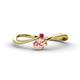 1 - Lucie Bold Oval Cut Morganite and Round Ruby 2 Stone Promise Ring 