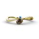 1 - Lucie Bold Oval Cut Smoky Quartz and Round Blue Topaz 2 Stone Promise Ring 