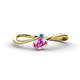 1 - Lucie Bold Oval Cut Pink Sapphire and Round Blue Topaz 2 Stone Promise Ring 