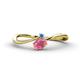 1 - Lucie Bold Oval Cut Rhodolite Garnet and Round Blue Topaz 2 Stone Promise Ring 