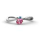 1 - Lucie Bold Oval Cut Pink Tourmaline and Round Blue Topaz 2 Stone Promise Ring 