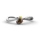 1 - Lucie Bold Oval Cut Smoky Quartz and Round Citrine 2 Stone Promise Ring 