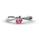 1 - Lucie Bold Oval Cut Pink Tourmaline and Round Iolite 2 Stone Promise Ring 