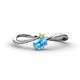 1 - Lucie Bold Oval Cut Blue Topaz and Round Peridot 2 Stone Promise Ring 