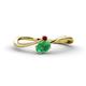 1 - Lucie Bold Oval Cut Emerald and Round Red Garnet 2 Stone Promise Ring 