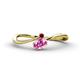 1 - Lucie Bold Oval Cut Pink Sapphire and Round Red Garnet 2 Stone Promise Ring 