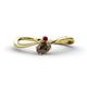 1 - Lucie Bold Oval Cut Smoky Quartz and Round Red Garnet 2 Stone Promise Ring 