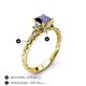 4 - Lyla Classic Princess Cut Iolite and Diamond Braided Shank Three Stone Engagement Ring 