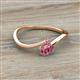 2 - Lucie Bold Oval Cut Pink Tourmaline and Round Rhodolite Garnet 2 Stone Promise Ring 