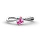 1 - Lucie Bold Oval Cut Pink Sapphire and Round Rhodolite Garnet 2 Stone Promise Ring 