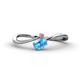 1 - Lucie Bold Oval Cut Blue Topaz and Round Rhodolite Garnet 2 Stone Promise Ring 