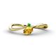 1 - Lucie Bold Oval Cut Citrine and Round Green Garnet 2 Stone Promise Ring 
