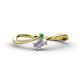 1 - Lucie Bold Oval Cut White Sapphire and Round Green Garnet 2 Stone Promise Ring 