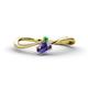 1 - Lucie Bold Oval Cut Iolite and Round Green Garnet 2 Stone Promise Ring 