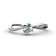 1 - Lucie Bold Oval Cut White Sapphire and Round Green Garnet 2 Stone Promise Ring 