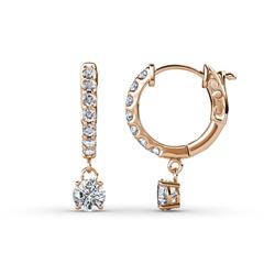 Nita Round Diamond Dangle Huggie Hoop Earrings Round Diamond ctw Womens Dangle Huggie Hoop Earrings K Rose Gold