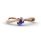 1 - Lucie Bold Oval Cut Iolite and Round Pink Tourmaline 2 Stone Promise Ring 