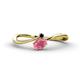 1 - Lucie Bold Oval Cut Rhodolite Garnet and Round Black Diamond 2 Stone Promise Ring 
