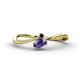 1 - Lucie Bold Oval Cut Iolite and Round Black Diamond 2 Stone Promise Ring 