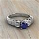 2 - Amya Desire Round Blue Sapphire with Round and Baguette Diamond Engagement Ring 