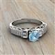 2 - Amya Desire Round Aquamarine with Round and Baguette Diamond Engagement Ring 