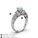 4 - Amya Desire Round Aquamarine with Round and Baguette Diamond Engagement Ring 