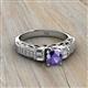 2 - Amya Desire Round Iolite with Round and Baguette Diamond Engagement Ring 