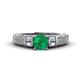 1 - Amya Desire Round Emerald with Round and Baguette Diamond Engagement Ring 