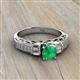 2 - Amya Desire Round Emerald with Round and Baguette Diamond Engagement Ring 