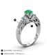 4 - Amya Desire Round Emerald with Round and Baguette Diamond Engagement Ring 