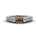 1 - Amya Desire Round Smoky Quartz with Round and Baguette Diamond Engagement Ring 