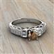 2 - Amya Desire Round Smoky Quartz with Round and Baguette Diamond Engagement Ring 