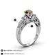 4 - Amya Desire Round Smoky Quartz with Round and Baguette Diamond Engagement Ring 