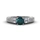 1 - Amya Desire Round London Blue Topaz with Round and Baguette Diamond Engagement Ring 
