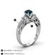 4 - Amya Desire Round London Blue Topaz with Round and Baguette Diamond Engagement Ring 