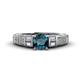 1 - Amya Desire Round Blue Diamond with Round and Baguette White Diamond Engagement Ring 