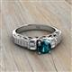 2 - Amya Desire Round Blue Diamond with Round and Baguette White Diamond Engagement Ring 