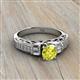 2 - Amya Desire Round Yellow Diamond with Round and Baguette White Diamond Engagement Ring 