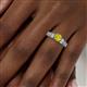 6 - Amya Desire Round Yellow Diamond with Round and Baguette White Diamond Engagement Ring 