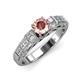 3 - Amya Desire Round Morganite with Round and Baguette Diamond Engagement Ring 