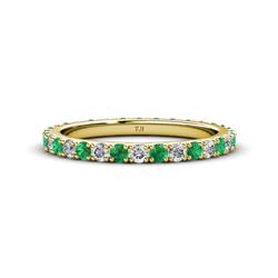 Lara Emerald and Diamond Eternity Band Round Emerald and Diamond ctw French Set Womens Eternity Ring Stackable K Yellow Gold