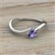 2 - Lucie Bold Oval Cut Iolite and Round Tanzanite 2 Stone Promise Ring 